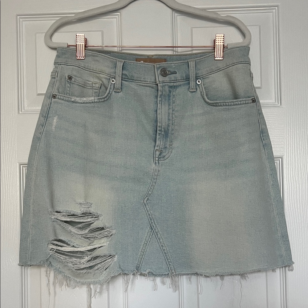 7 for All Mankind Denim Distressed Skirt